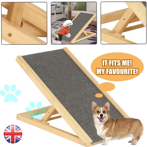 Folding wooden dog ramp - dog, small